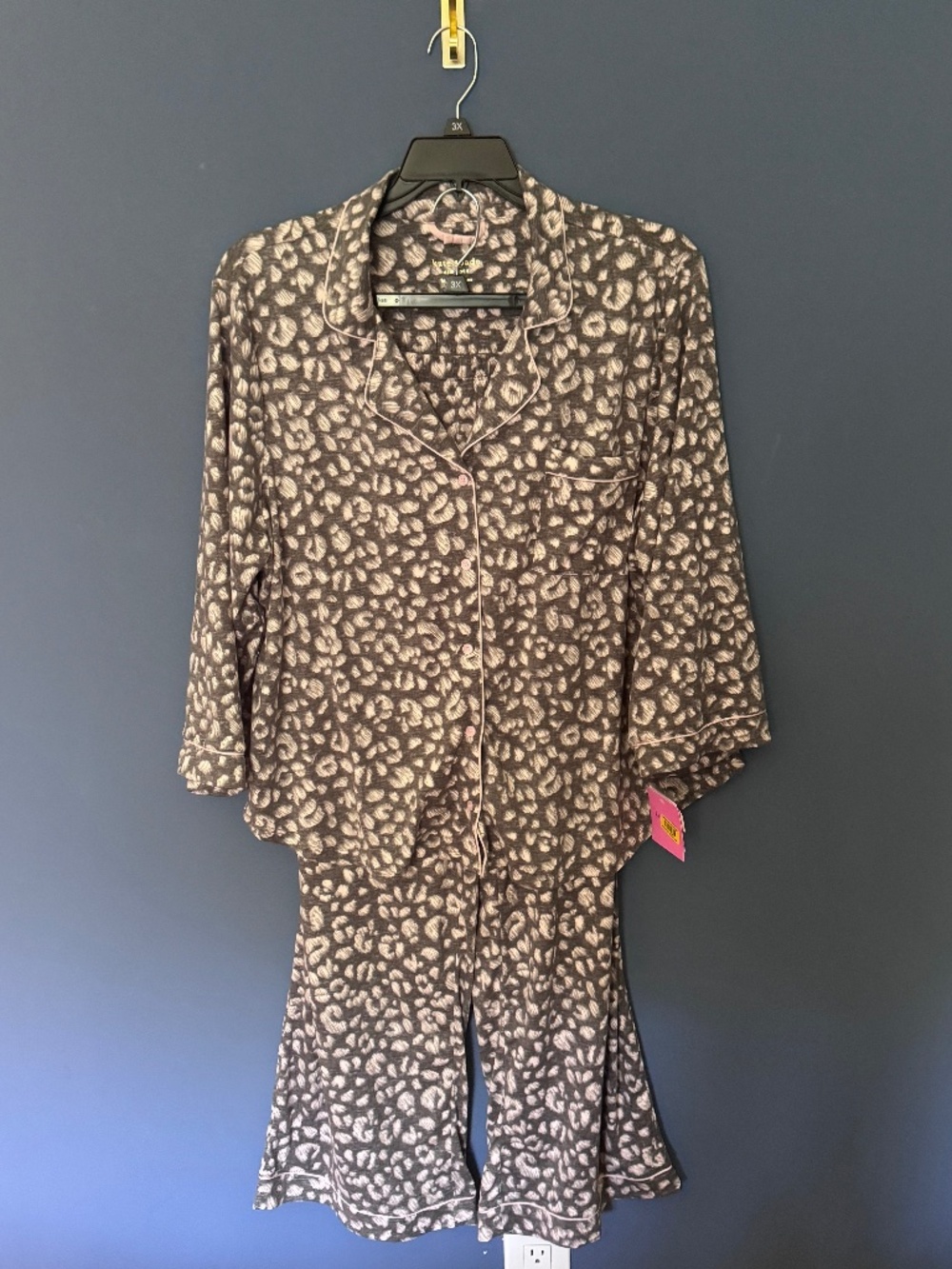 NWT Kate Spade  2-piece leopard print long-sleeve pajama set in plus size 3X